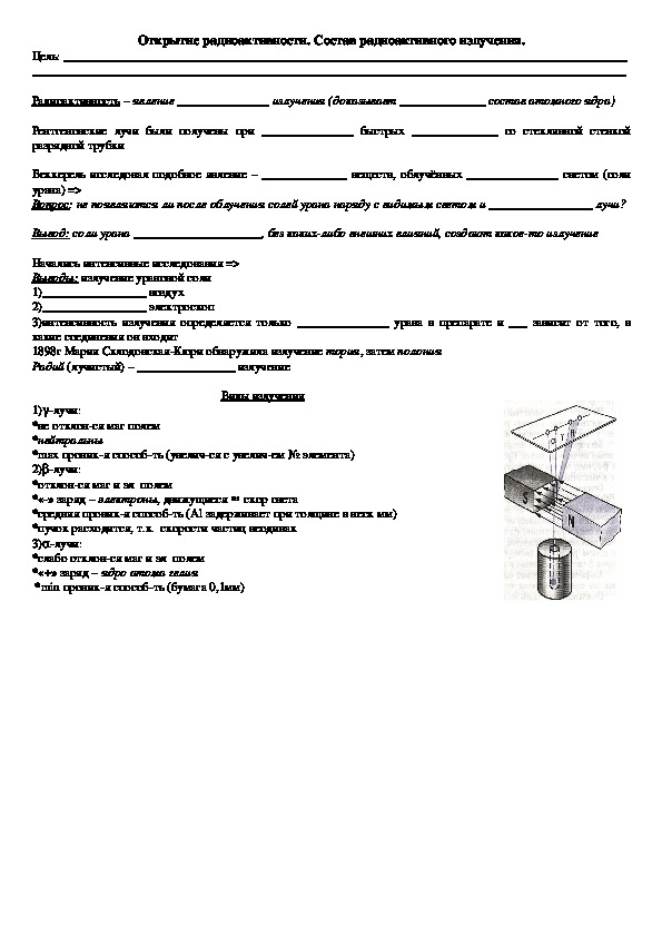 Обложка для материала Рабочий лист "Открытие радиоактивности" 11 класс