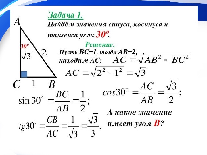 Синус косинус тангенс презентация синус косинус угла 9 класс атанасян