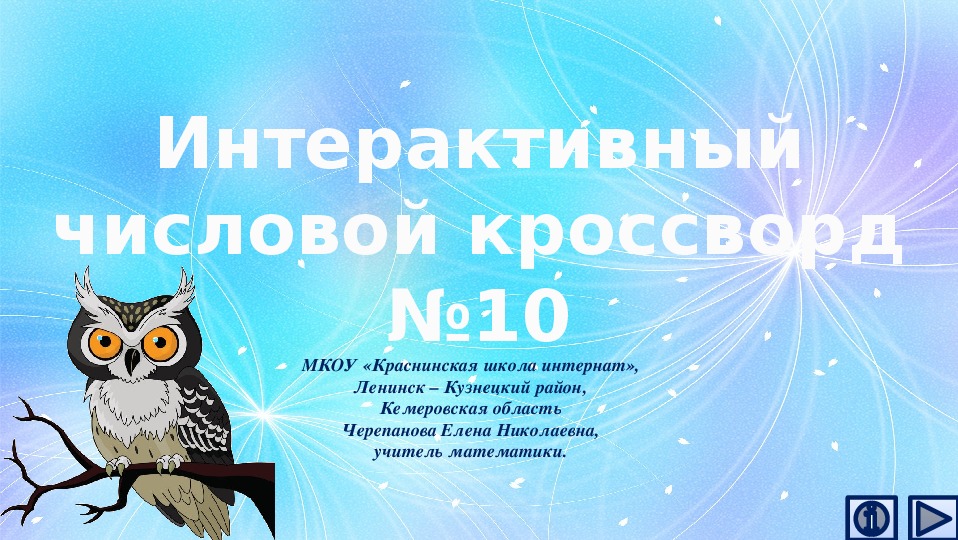 Обложка для материала Презентация по математике «Интерактивный числовой кроссворд №10»
