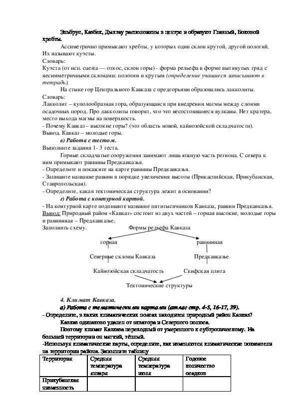 Кавказ самые высокие горы россии презентация 8 класс география