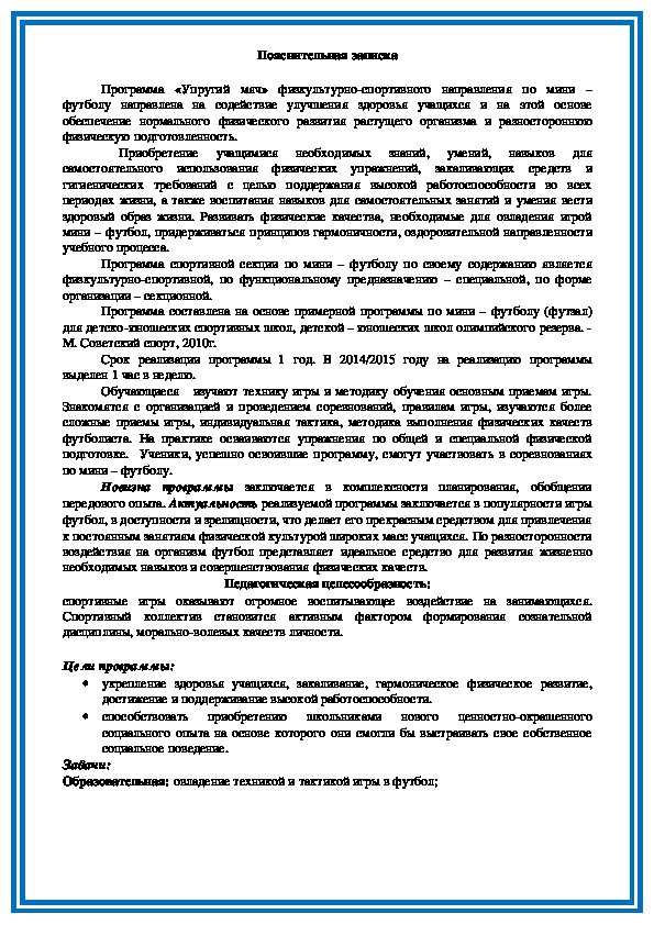 Обложка для материала Программа "Упругий мяч по мини-футболу"