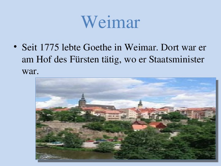 Презентация по немецкому языку  жизнь и творчество гете