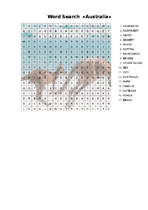 Australia (Word Search)