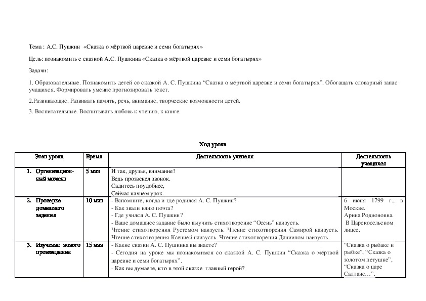 План по литературному чтению 4 класс