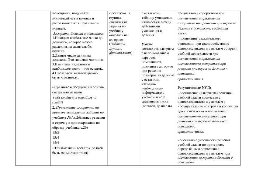 Технологическая карта урока математики в 3 классе в соответствии с требованием Ф