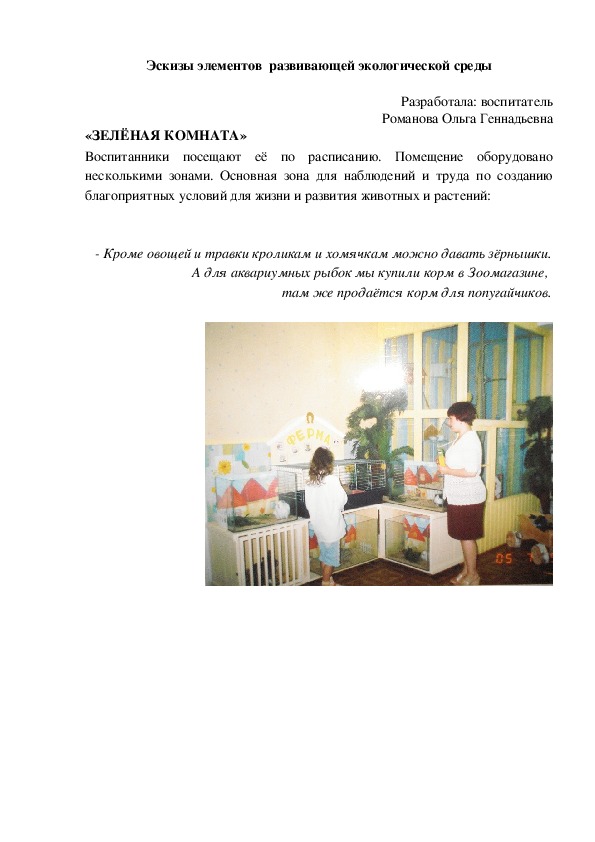 Обложка для материала Эскизы элементов  развивающей экологической среды