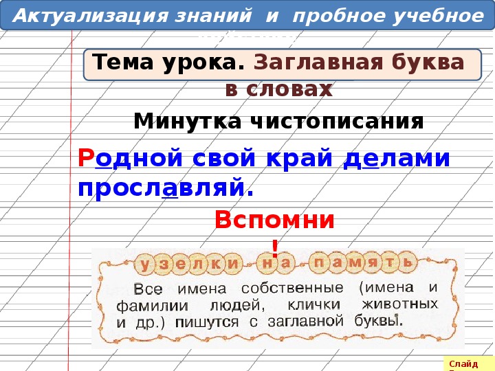 Имена собственные 2 класс