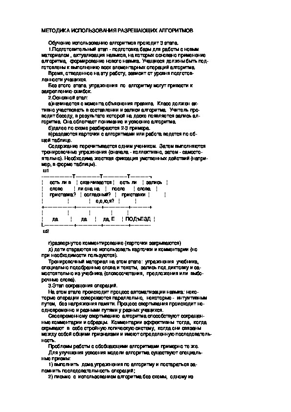 МЕТОДИКА ИСПОЛЬЗОВАНИЯ РАЗРЕШАЮЩИХ АЛГОРИТМОВ