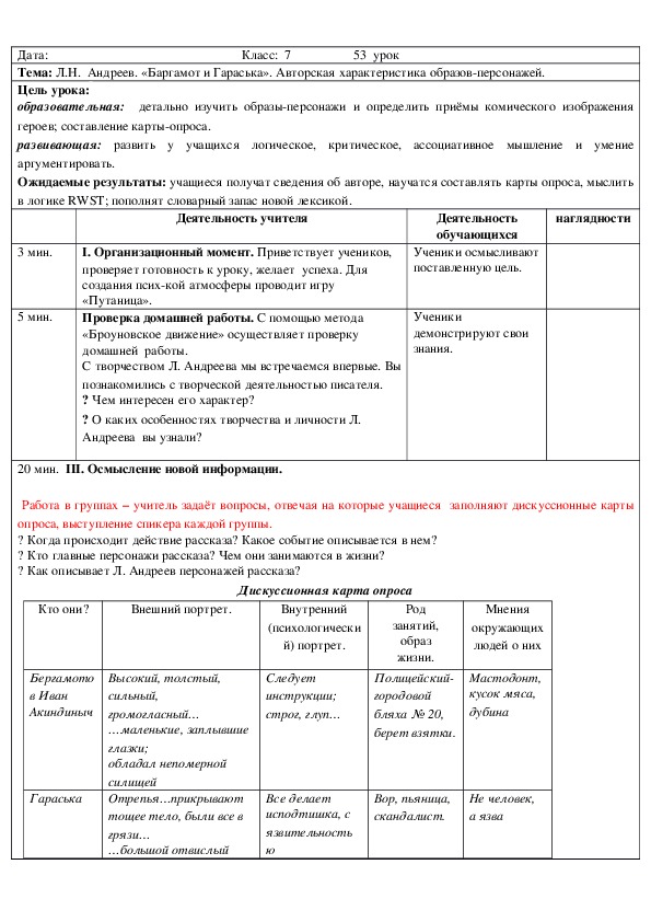 Русская литература 7 класс Л. Ню Андреев "Баргамот и Гараська"