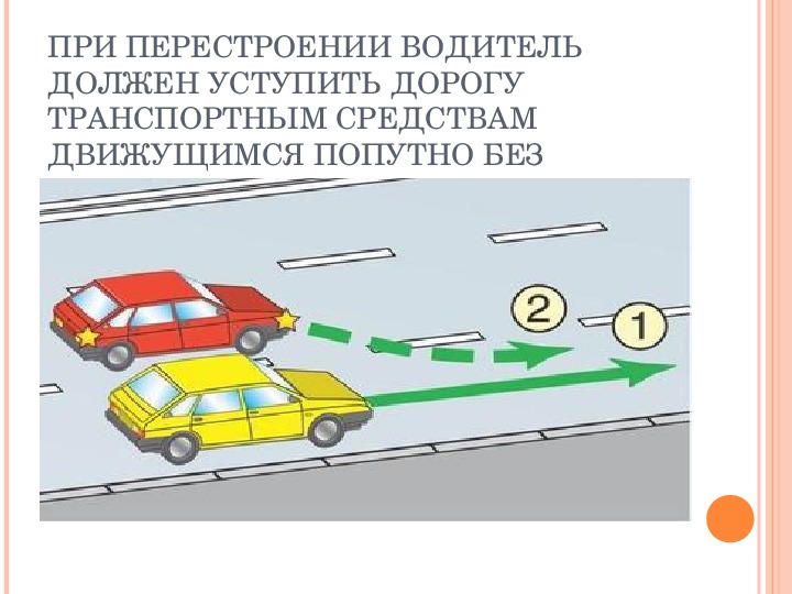 Водитель обязан уступить дорогу при перестроении