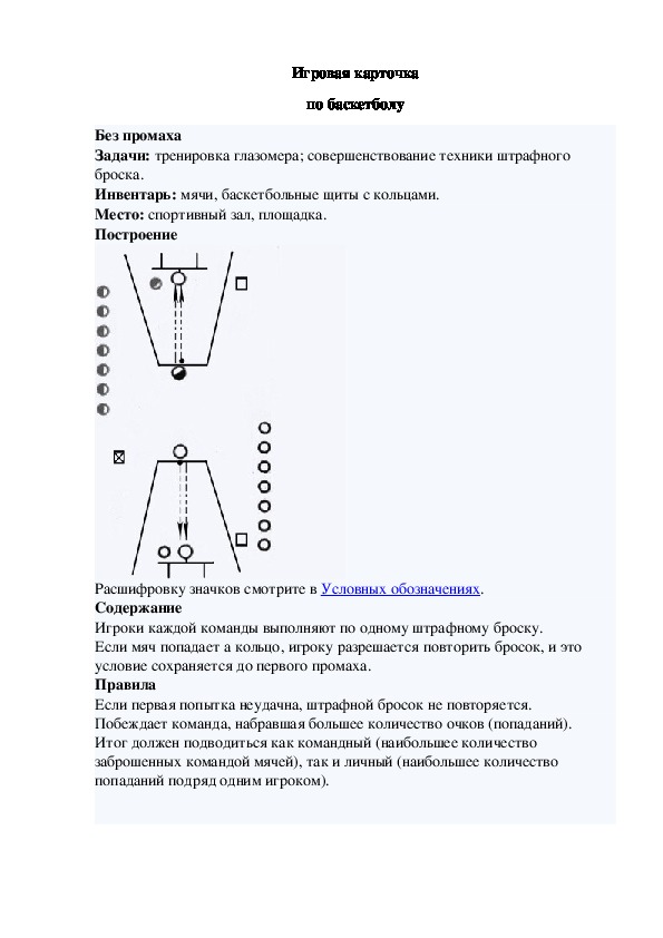 Игровая карточка "Без промаха"