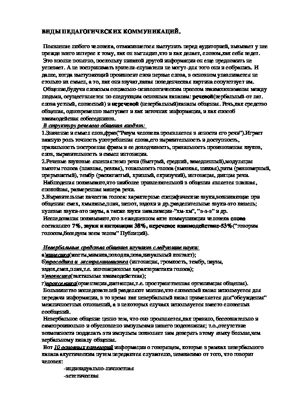 Обложка для материала ВИДЫ ПЕДАГОГИЧЕСКИХ КОММУНИКАЦИЙ.