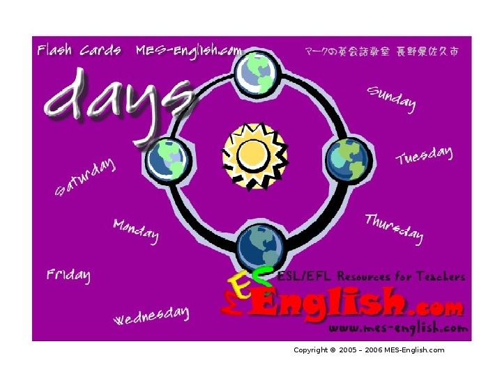 Презентация по английскому языку на тему дни недели, времени суток