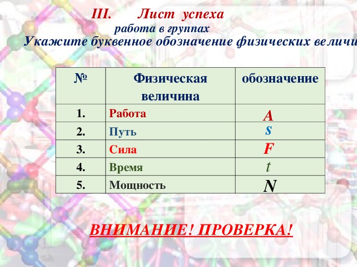 Работа буквенное обозначение