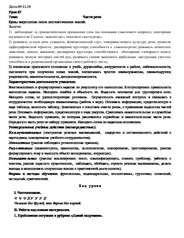 Обложка для материала Части речи