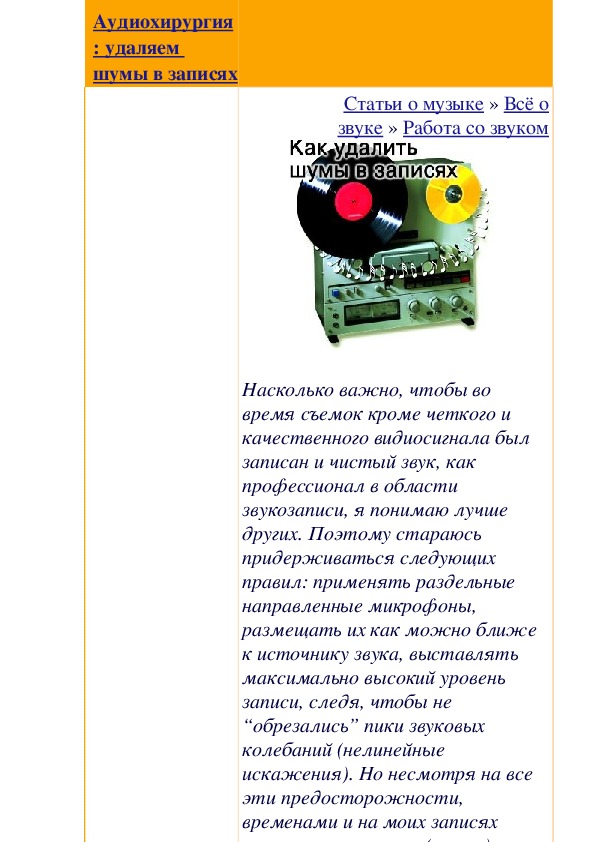 Обложка для материала Статья: Аудиохирургия: удаляем шумы в записях