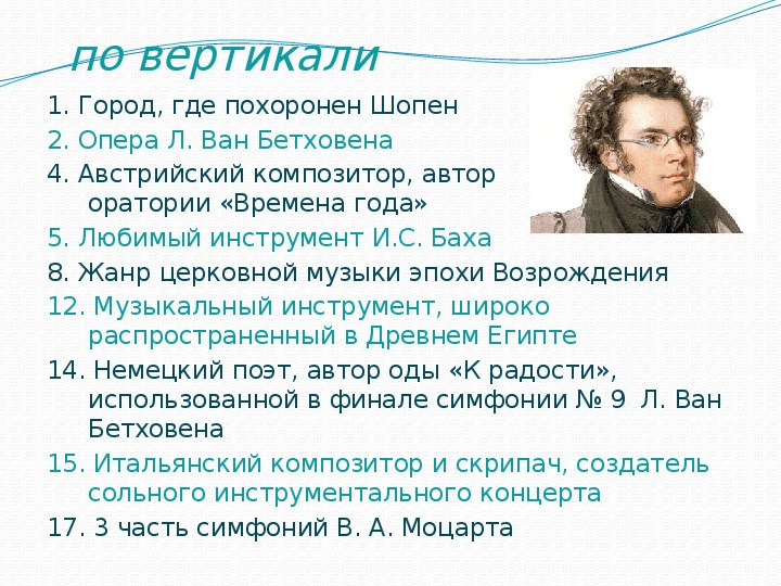 Кроссворд-презентация по музыке "Зарубежная музыка"