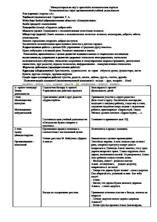 Обложка для материала ОУД "Сердечко доброе моё"