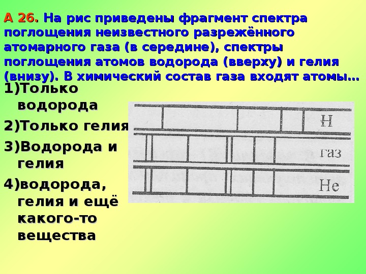 На рисунке представлен фрагмент спектра излучения атомарных паров водорода