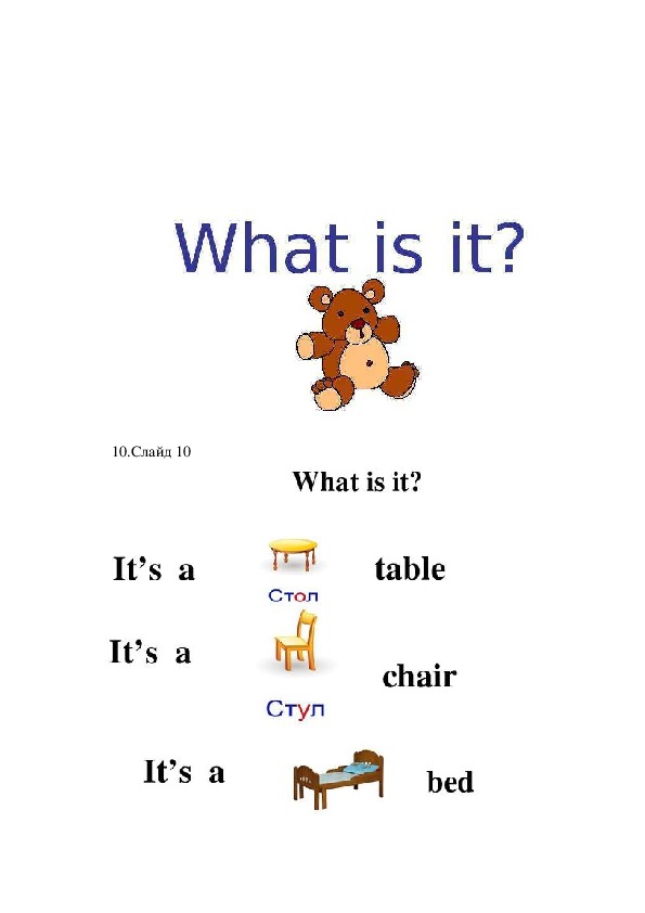 Конспект урока английского языка на тему: "Вопросительная конструкция " What is it? " (2 класс, английский язык)