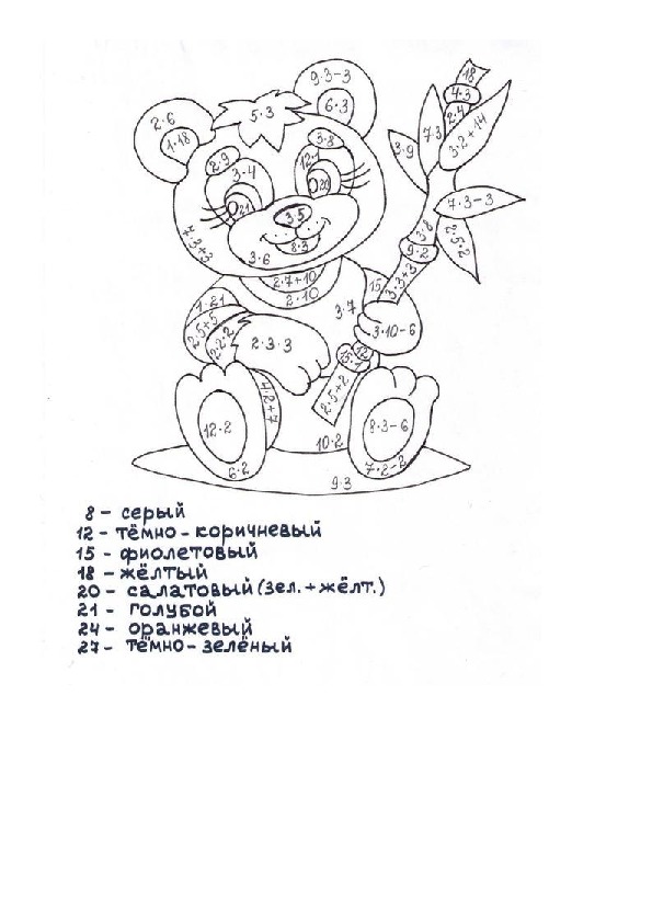 Раскраска на умножение и деление 3 класс