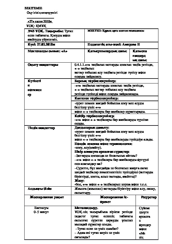 "Менің елімнің мерекелері" қысқа мерзімді жоспар