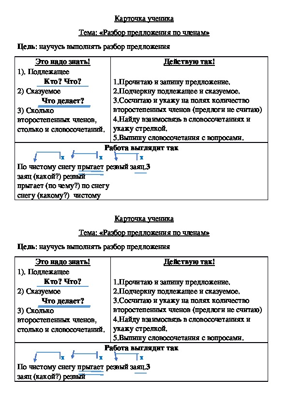 Дидактический материал по русскому языку на тему "Предложение" (3 класс, русский язык)