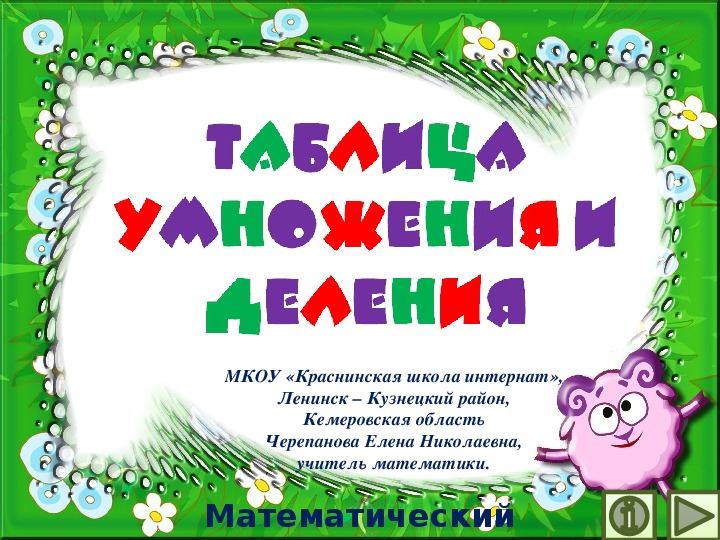 Обложка для материала Презентация по математике "Таблица умножения и деления.  Математический тренажёр"