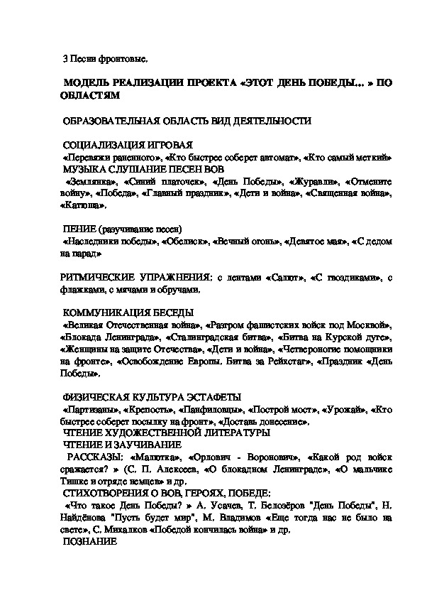 Проект в средней группе этот день победы