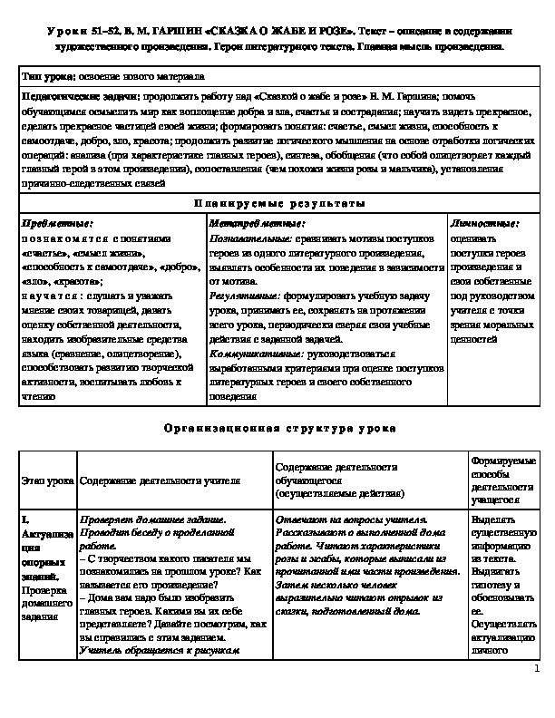 В. М. ГАРШИН «СКАЗКА О ЖАБЕ И РОЗЕ».