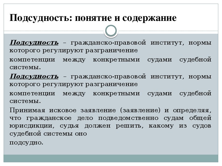 Подведомственность и подсудность презентация