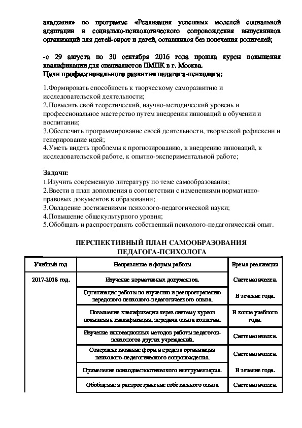 План работы по самообразованию педагога в доу