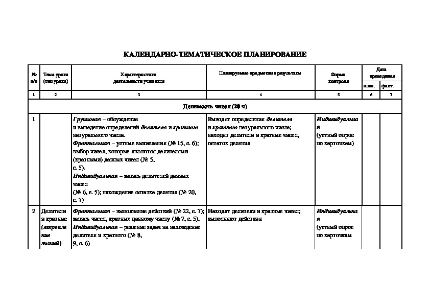 Лист корректировки календарно тематического планирования образец