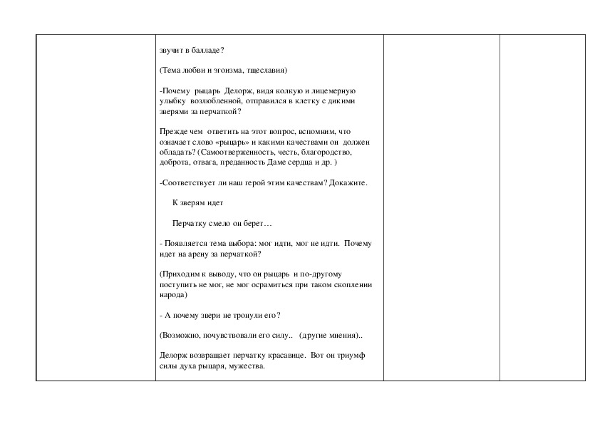 Цитатный план баллады перчатка шиллера