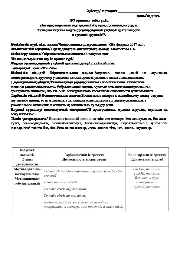 Обложка для материала занятие по английскому языку в доу "Lets go to the zoo" (средняя группа, английский язык )
