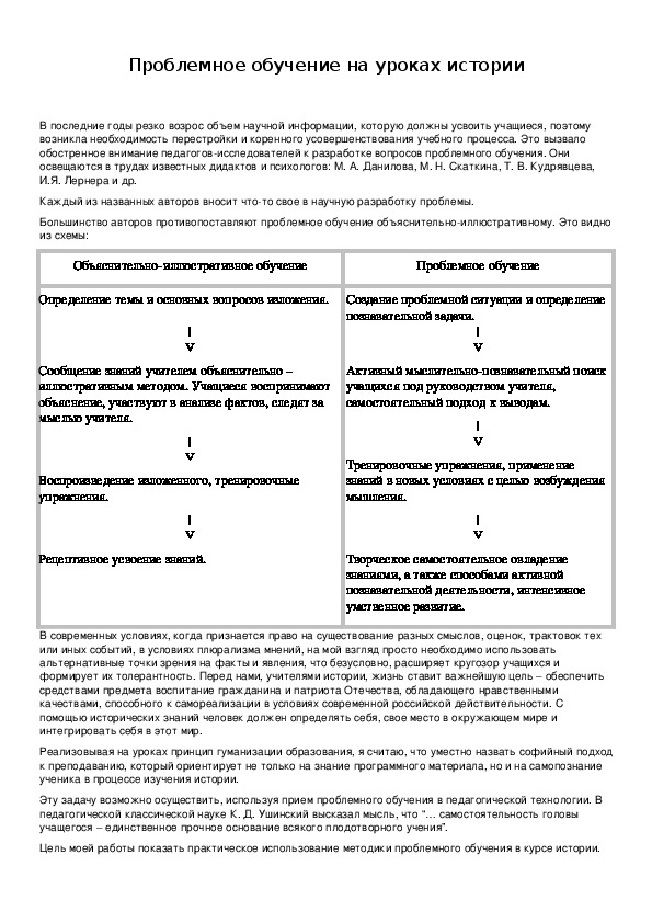 Обложка для материала Проблемное обучение на уроках истории