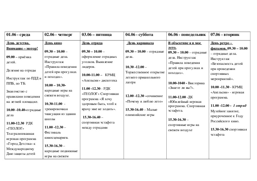 План сетка летнего лагеря. План сетка летнего лагеря дневного пребывания. План сетка пришкольного лагеря. План сетка летнего пришкольного лагеря день воды.