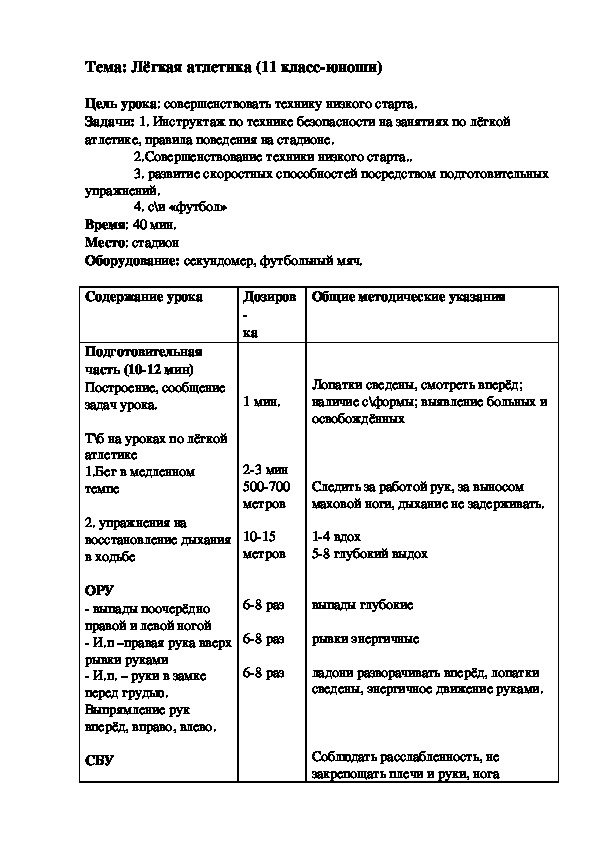 Обложка для материала Лёгкая атлетика (11 класс-юноши)