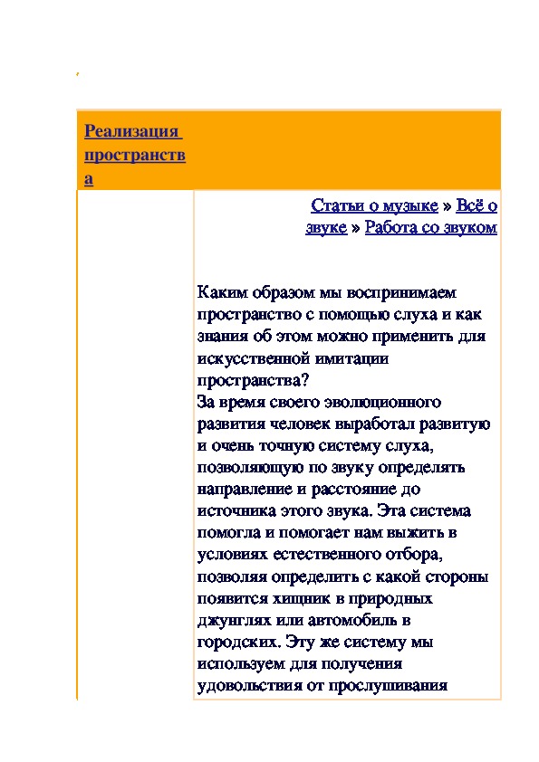 Обложка для материала Статья:  Реализация пространства в музыке