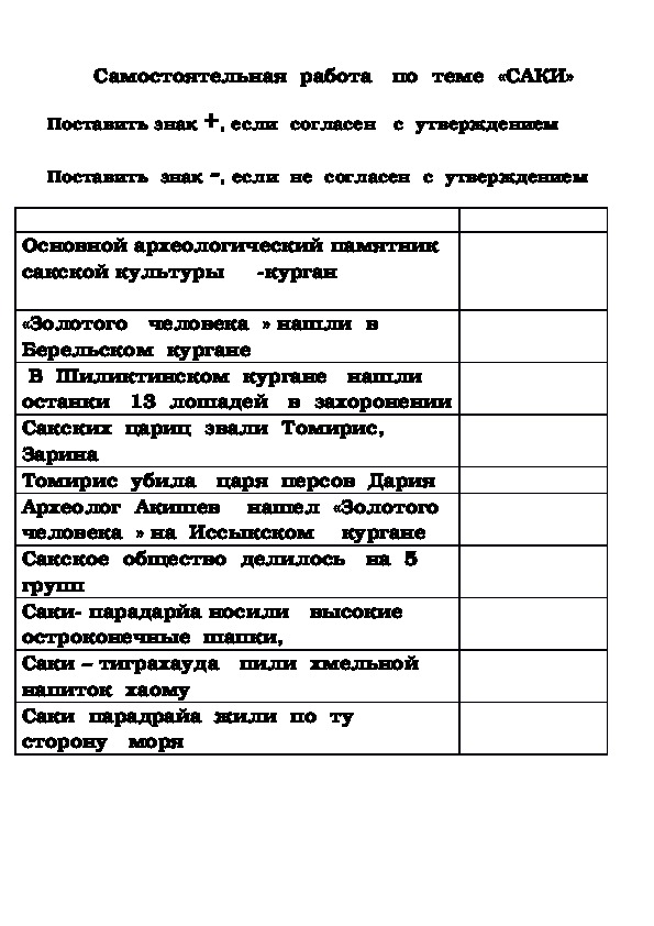 История Казахстана 5 класс Самостоятельная  работа