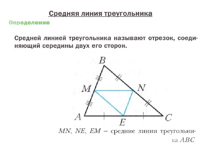 Теорема о средней линии треугольника рисунок