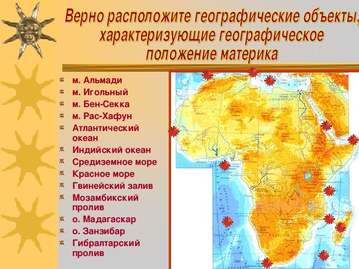 Географические объекты африки таблица