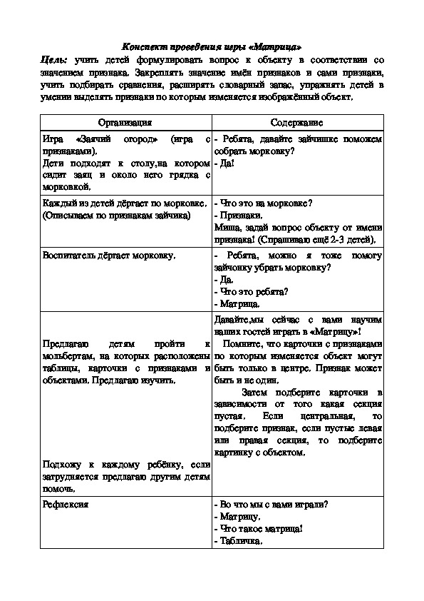 Обложка для материала Конспект проведения игры «Матрица»