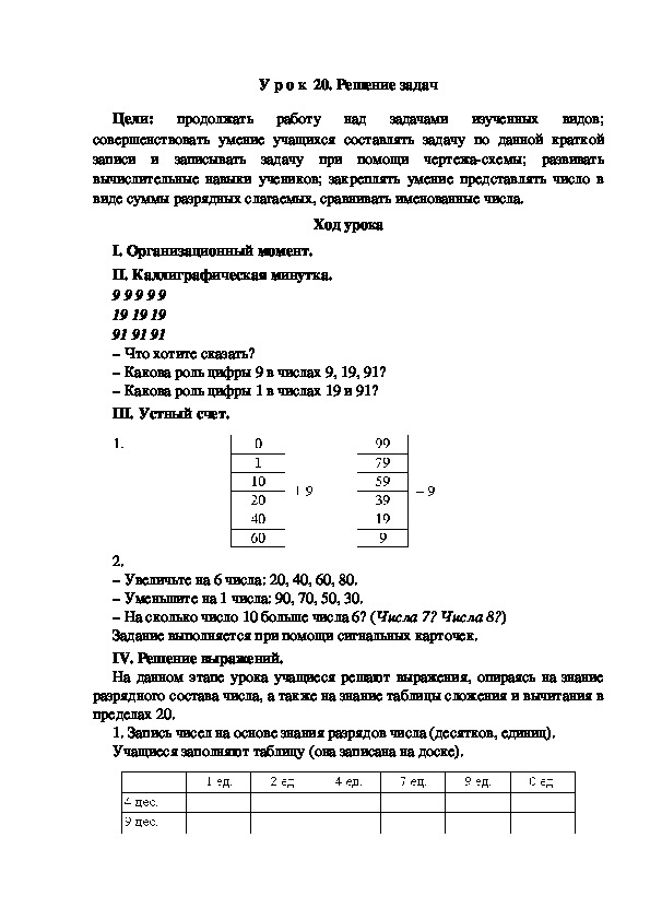 конспект урока по математике решение задач 2 класс школа россии