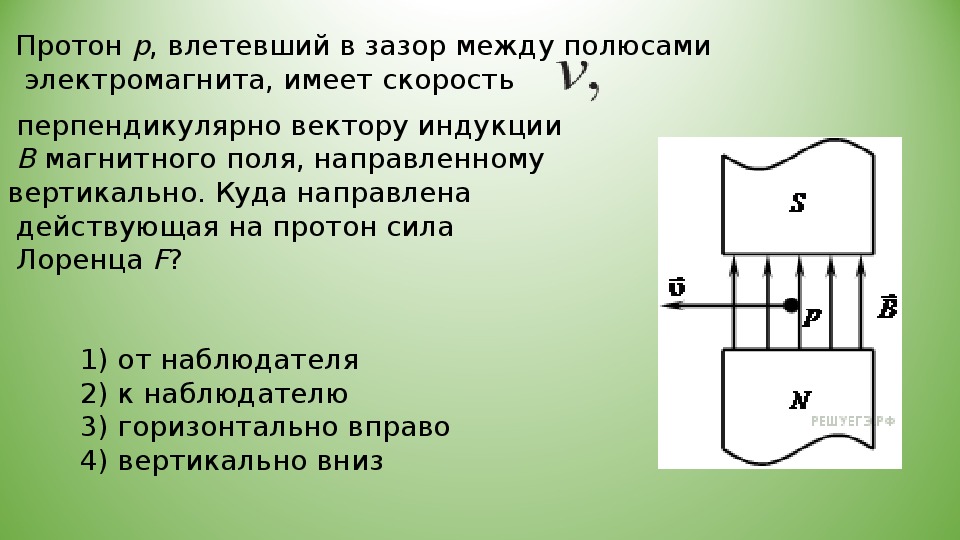 Протон влетает в магнитное поле направление индукции которого указано на рисунке определите на