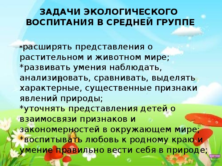 План конспект по экологическому воспитанию в средней группе