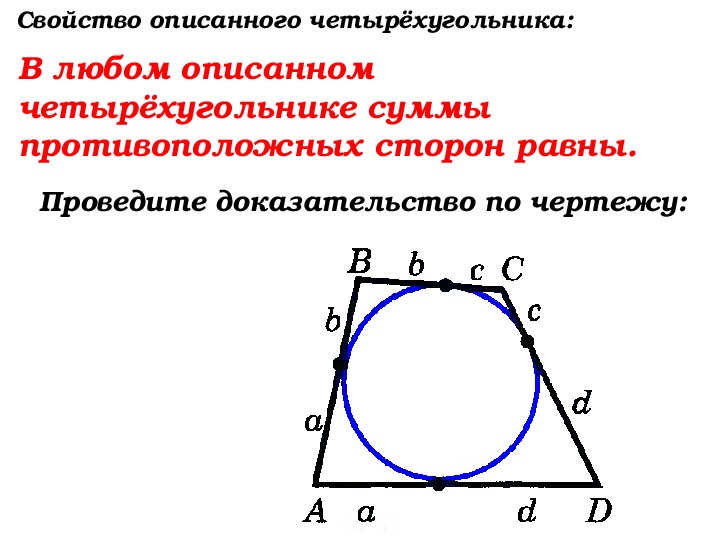 Свойство описанного четырехугольника 8 класс презентация