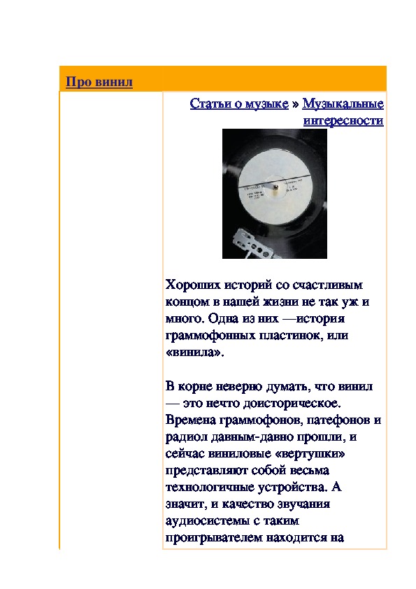 Обложка для материала Статья: Про винил