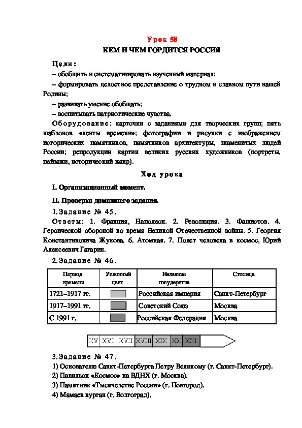 Обложка для материала Конспект урока по теме: КЕМ И ЧЕМ ГОРДИТСЯ РОССИЯ(4 класс)
