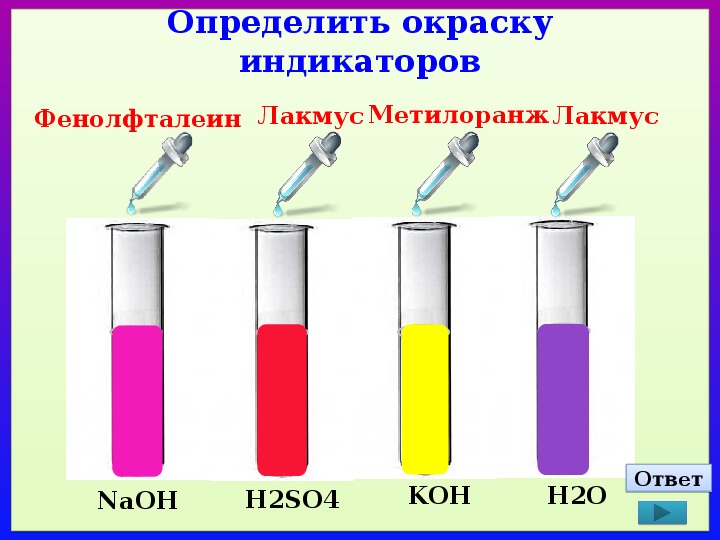 Bi naoh. H2so4 универсальный индикатор. H2so4 фенолфталеин. Фенолфталеин реакция. Koh цвет лакмуса.